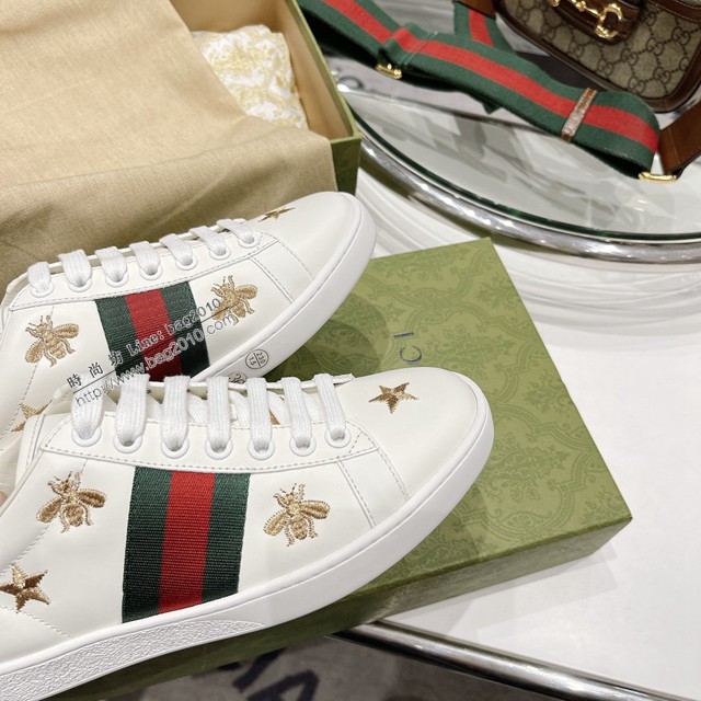 gucci頂級原版低幫鞋 古馳萬年經典情侶款小白鞋 男女款休閒板鞋 dx2782